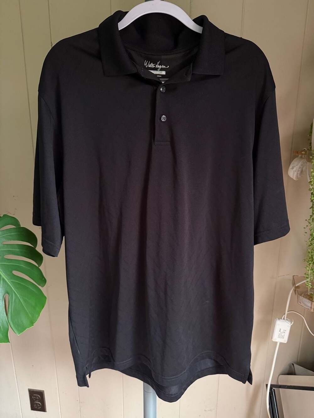 Walter Hagen Hydro-Dri Men's Black Golf Polo Shirt Size XL
